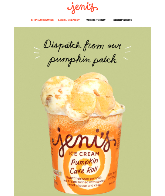 Jeni's pumpkin roll ice cream